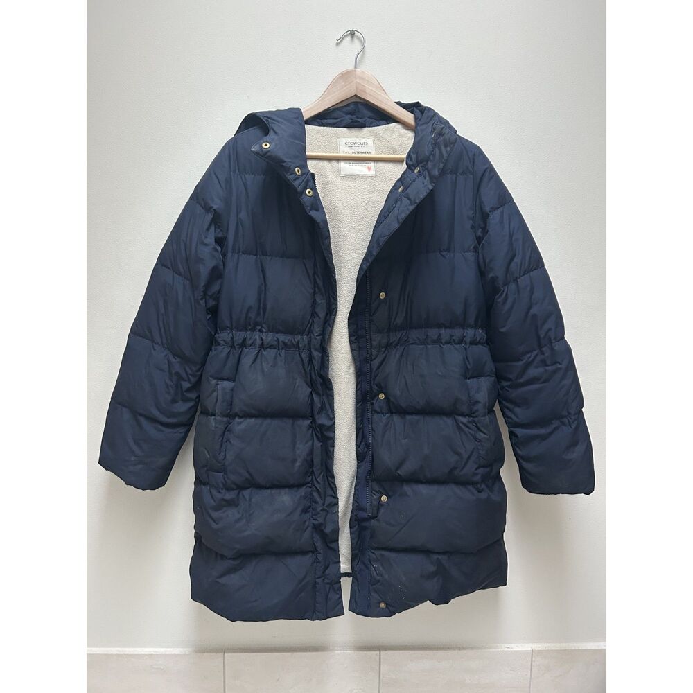 crewcuts Girls (16) Navy Blue Parka Puffer Jacket with Cozy Sherpa Cute Bows